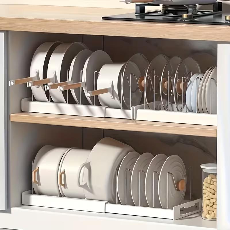Kitchen Cabinet Baking Organizer - ABS 확장형 냄비 및 프라이팬 정리대,