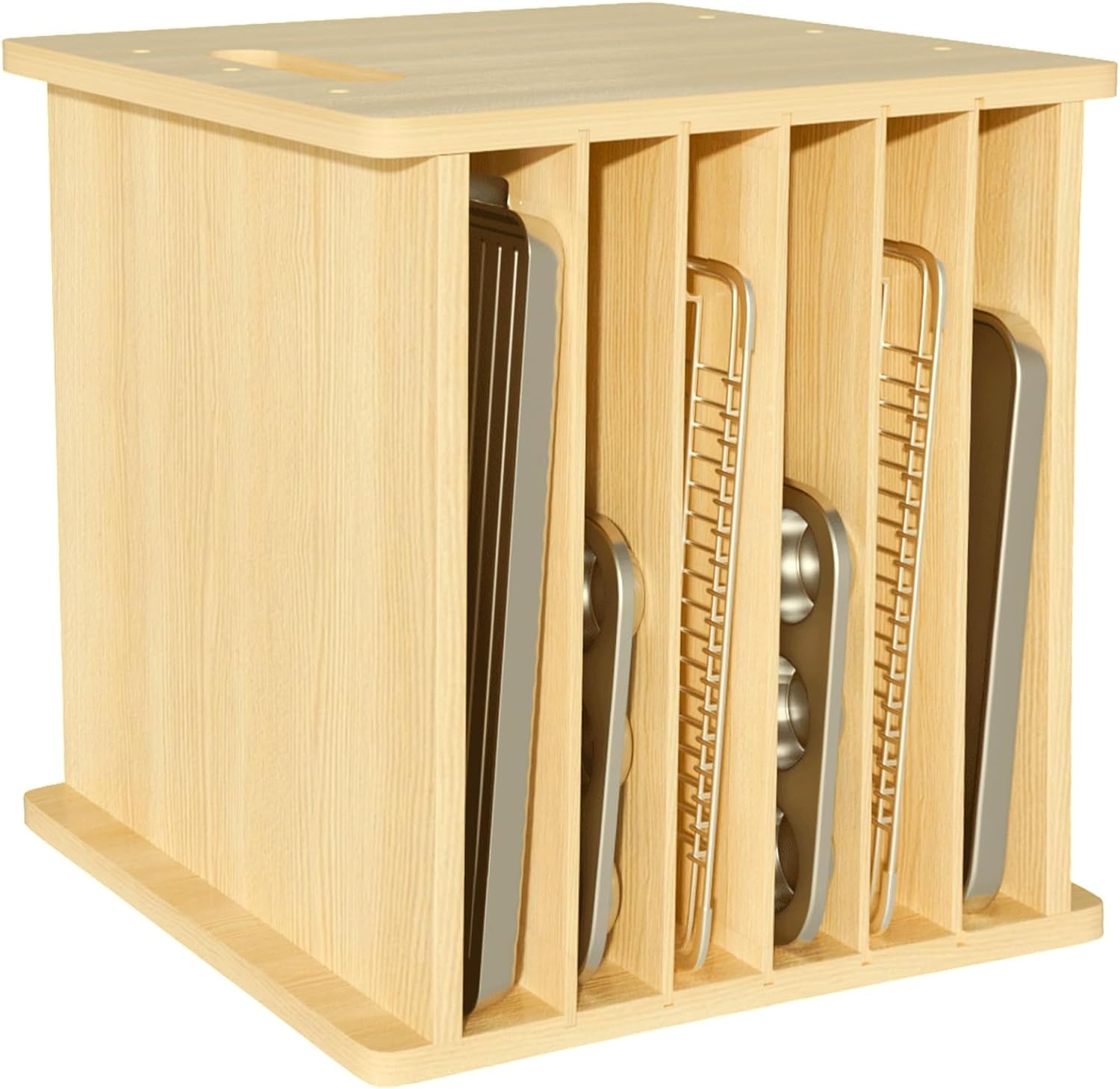 Kitchen Cabinet Baking Organizer - 나무 베이킹 트레이 디바이더 정리함, 수직