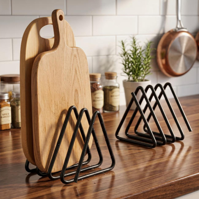 Kitchen Cabinet Baking Organizer - 삼각형 도마 보관대 공간 절약 캐비닛