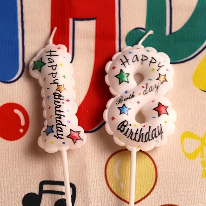 Kitchen Baking Table - 생일 축하 풍선 디지털 캔들 베이킹