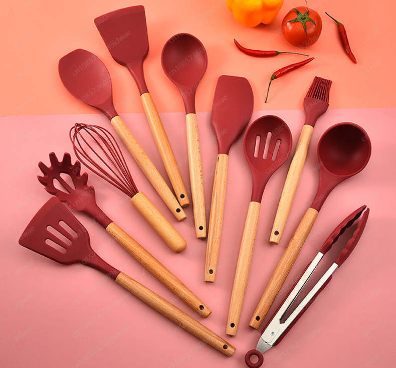 12피스 실리콘 조리기구 세트 (나무 손잡이, 논스틱  - Kitchen Baking Pan Storage 리뷰 및 가격