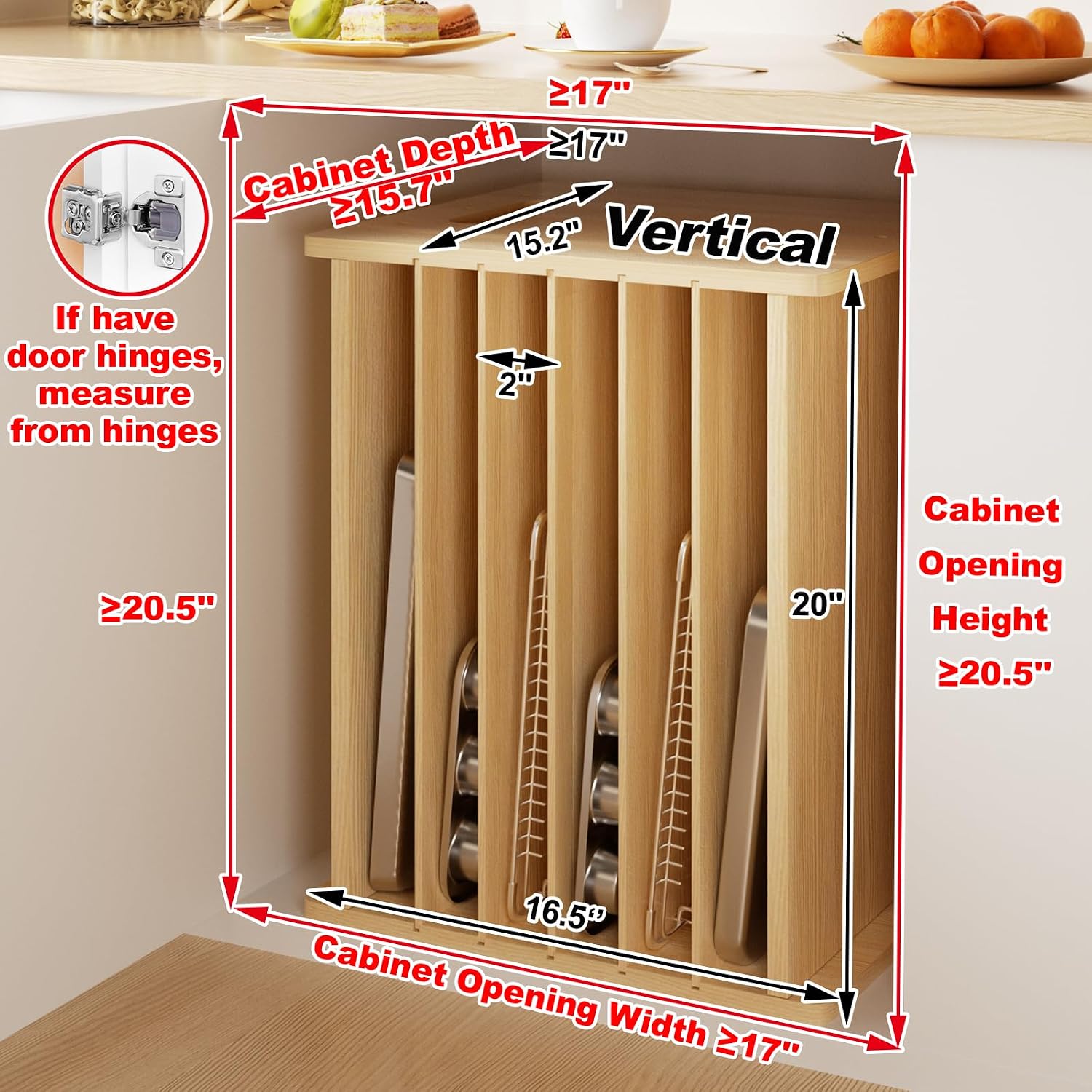 나무 베이킹 트레이 디바이더 정리함, 수직 쿠키 시트, - Kitchen Cabinet Baking Organizer 리뷰 및 가격