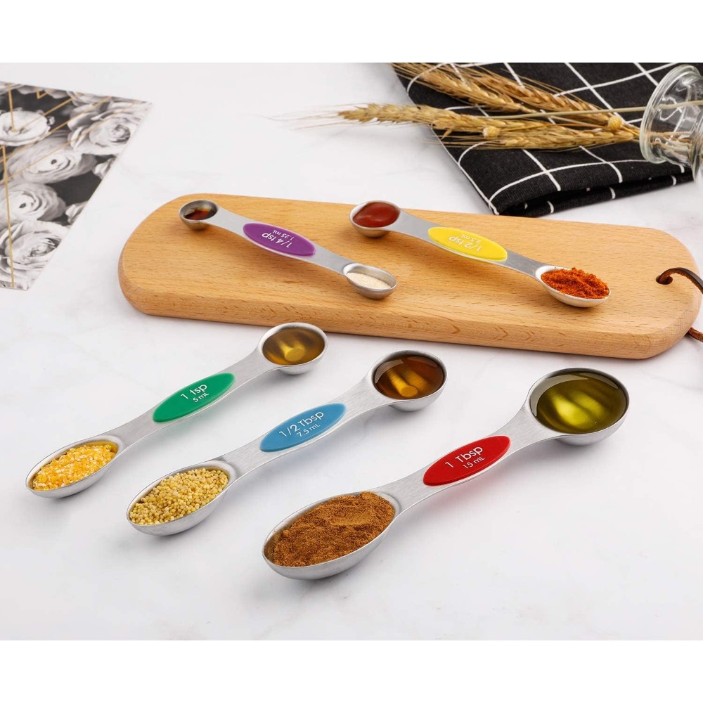 양면 자석식 스테인리스 스틸 계량 스푼 세트 (건식 및 - Baking (Kitchen Ingredient) 리뷰 및 가격