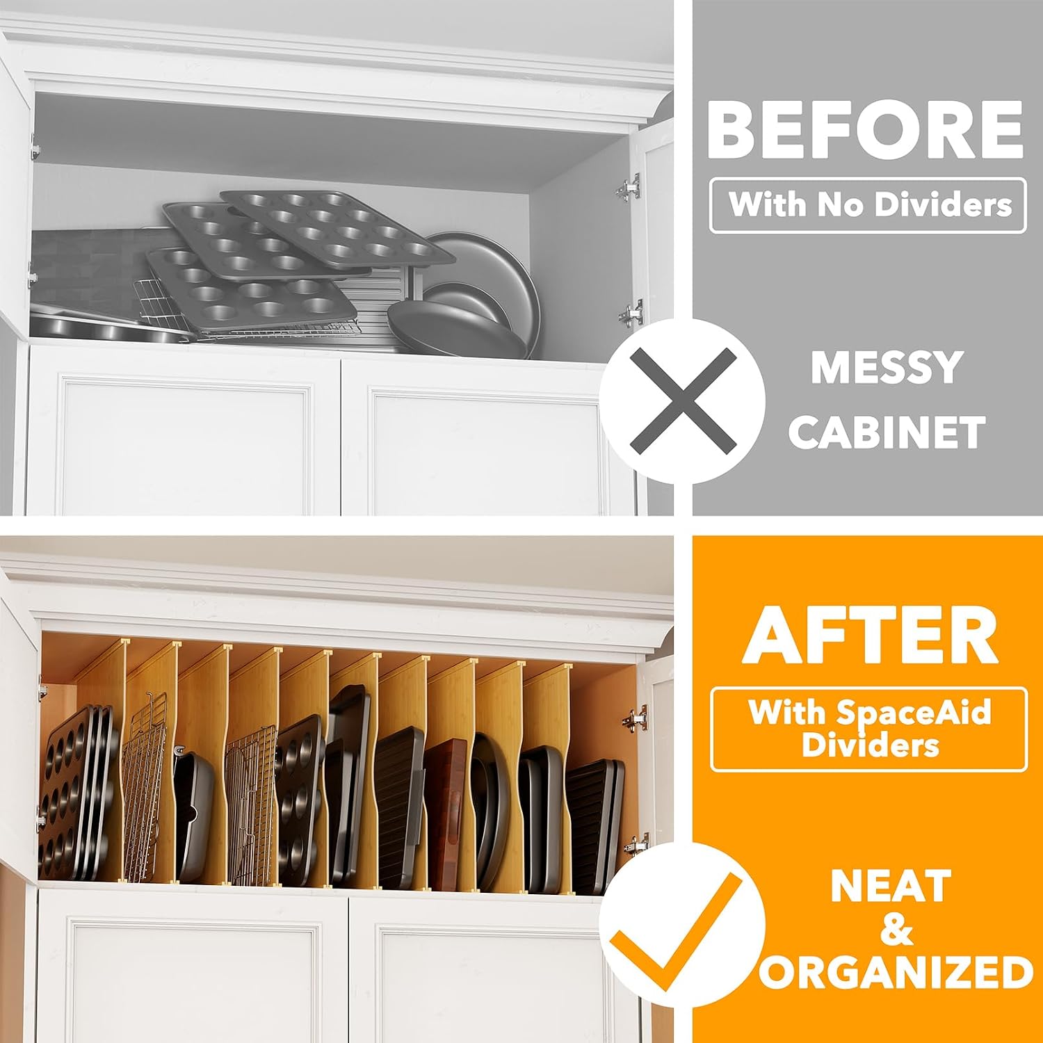 주방 캐비닛용 대나무 트레이 디바이더 10개, 수직 베 - Kitchen Cabinet Baking Organizer 리뷰 및 가격